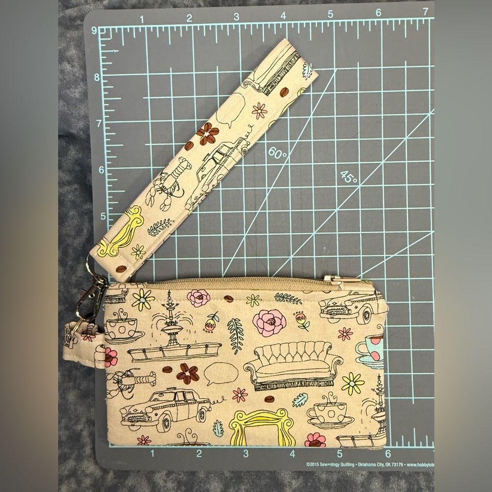 Friends Beige Wristlet and Key Fob